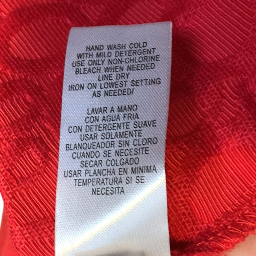 Red Sleeveless Dress| Sz 18 |Cotton Blend |Jacquard Sheath Career - Picture 11 of 13